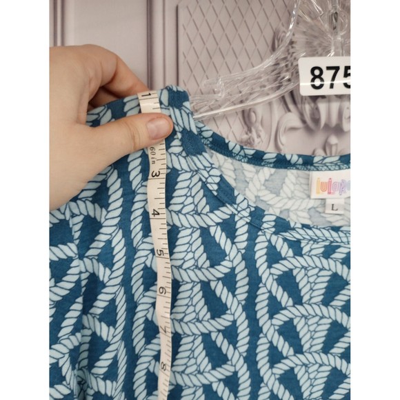 NWOT LuLa Roe Dress Women's SZ L Casual Nautical Rope Pattern Blue Shift Beachy - Picture 13 of 16